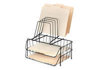 Iron Wire Metal Magazine Stand , Two File Office Table Top Wire Display Racks