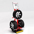 Garage 3 Tyres Cart Wheel Display Rack / Three Sides Alloy Wheel Display Stand