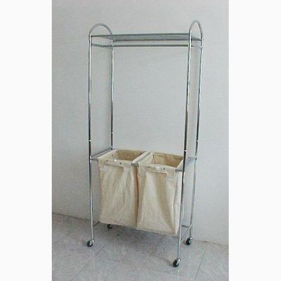 Hotel Chrome Laundry Truck Cart With Waste Collector Bag